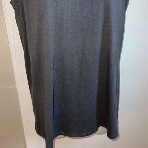 J JILL Grey Stretch Tank Top With Velvet Trim Collar-S - Picture 3 of 8